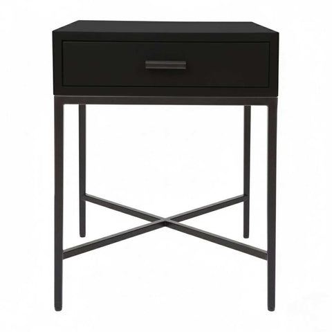 Nessa 1 Drawer Bedside Table - All Black