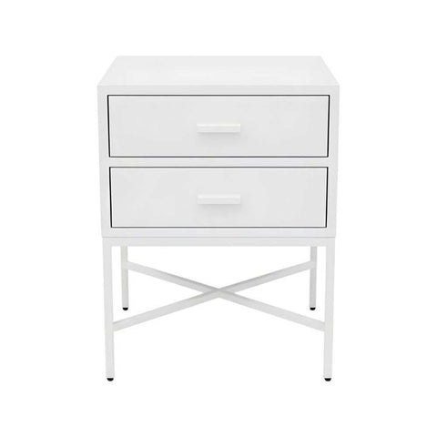 Nessa 2 Drawer Bedside Table - All White