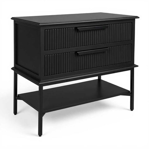 Aimee Bedside Table - Large All Black - OUTLET NSW