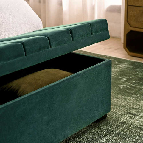 Soho Storage Bench Ottoman - Teal Velvet