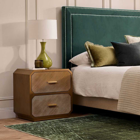Anderson 2 Drawer Bedside Table - Antique Gold - OUTLET NSW