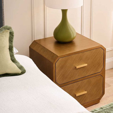 Anderson 2 Drawer Bedside Table - Antique Gold - OUTLET NSW