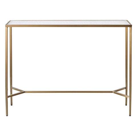 Chloe 110cm Rippled Glass Console Table -  Gold