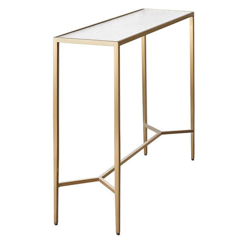 Chloe 110cm Rippled Glass Console Table -  Gold