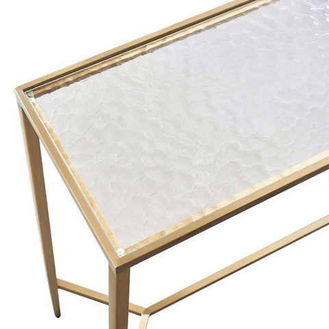 Chloe 110cm Rippled Glass Console Table -  Gold