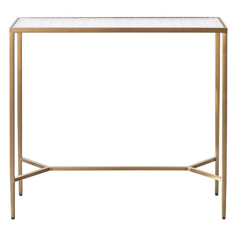 Chloe 90cm Rippled Glass Console Table - Gold