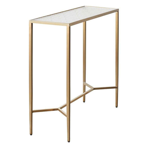 Chloe 90cm Rippled Glass Console Table - Gold