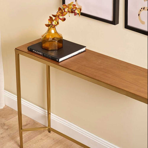 Chloe 90cm Timber Console Table - Gold