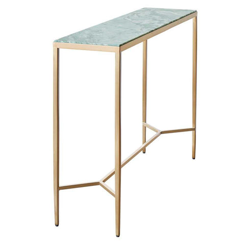 Chloe 110cm Dusty Jade Marble Console Table -  Gold