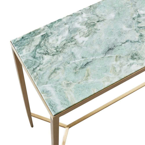 Chloe 110cm Dusty Jade Marble Console Table -  Gold