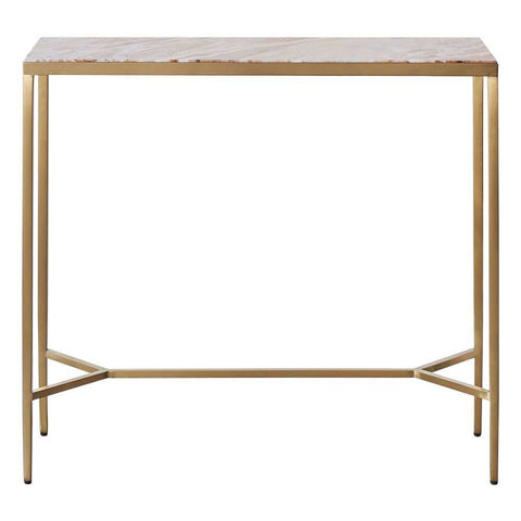 Chloe 90cm Pink Marble Console Table - Gold