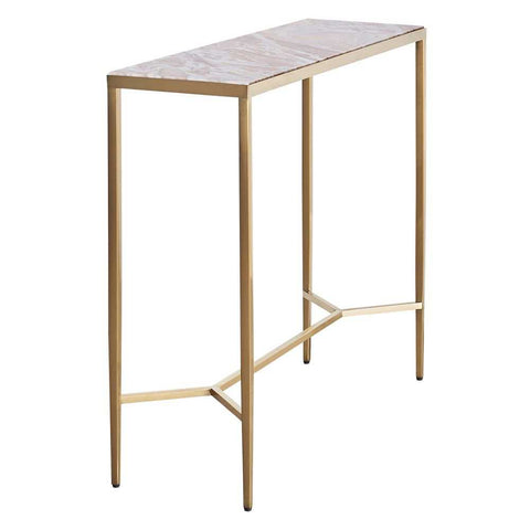 Chloe 90cm Pink Marble Console Table - Gold