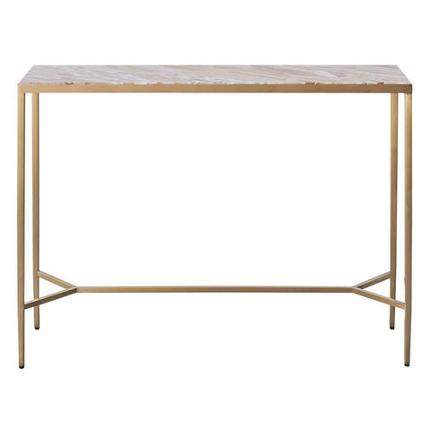 Chloe 110cm Pink Marble Console Table -  Gold