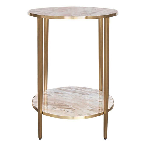 Chloe Pink Marble Side Table - Gold - OUTLET NSW