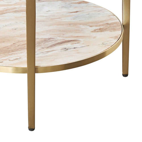 Chloe Pink Marble Side Table - Gold - OUTLET NSW