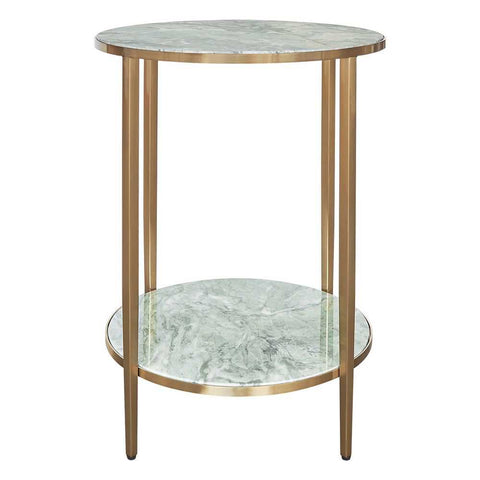 Chloe Dusty Jade Marble Side Table - Gold