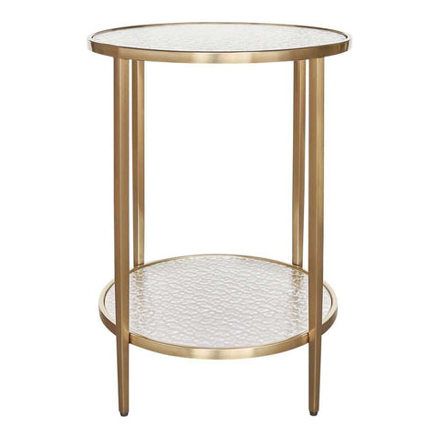 Chloe Rippled Glass Side Table - Gold