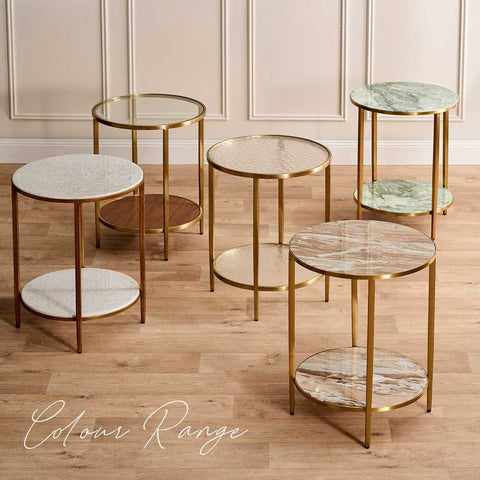 Chloe Rippled Glass Nesting Coffee Table - Gold