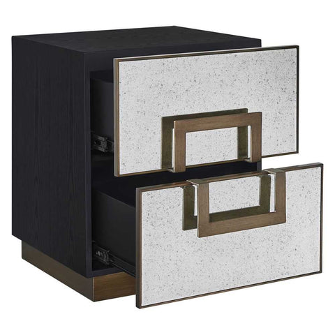 Mira Mirrored Bedside Table - Antique Bronze