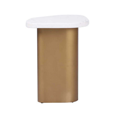 Solstice White Marble Side Table - Antique Gold