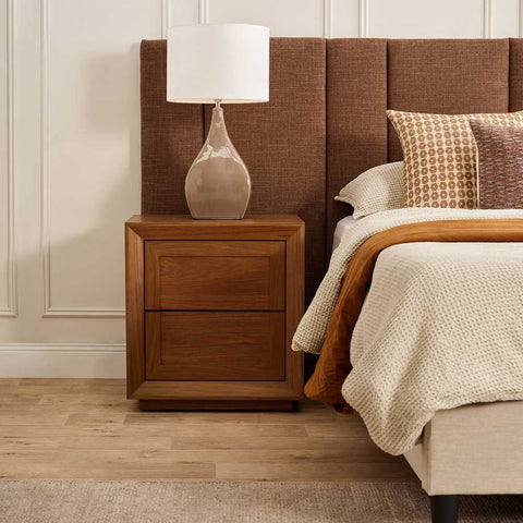 Balmain Tall Bedside Table - Walnut
