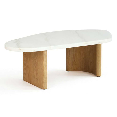 Solstice Ivory Cloud Marble Coffee Table - Large Oak