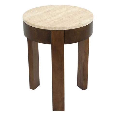 Oliver Travertine Side Table - Small Brown