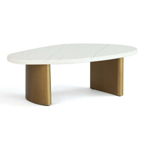 Solstice White Marble Coffee Table - Small Antique Gold