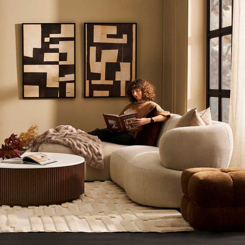 Greenwich Modular 3 Seater Sofa w Left Chaise - Natural Chenille
