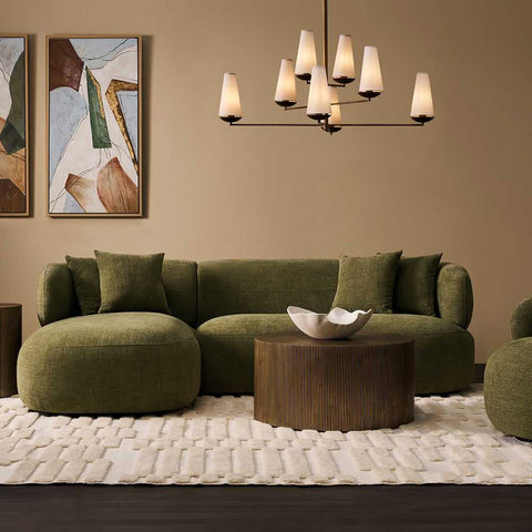 Greenwich Modular 3 Seater Sofa w Left Chaise - Sage Chenille