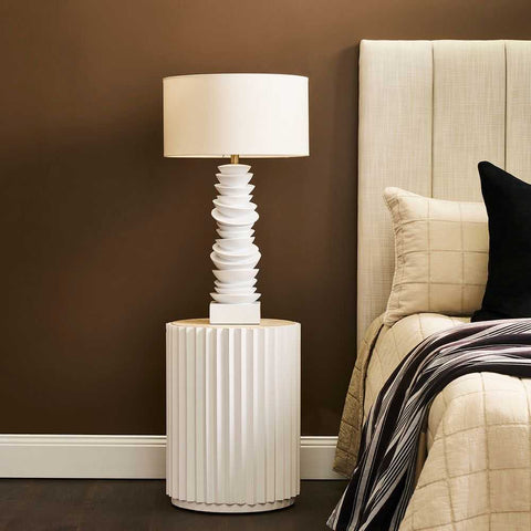 Mendoza Table Lamp - White w Off White Shade