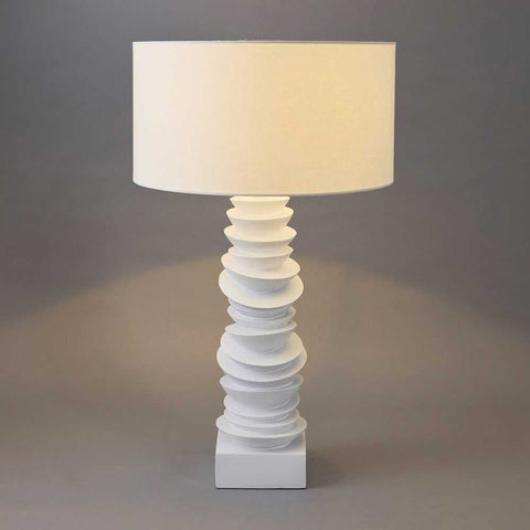 Mendoza Table Lamp - White w Off White Shade