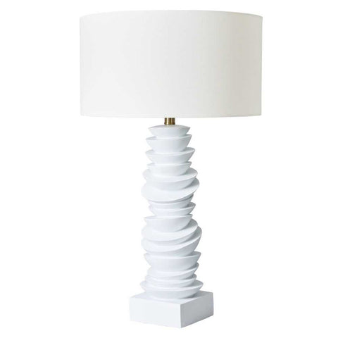 Mendoza Table Lamp - White w Off White Shade