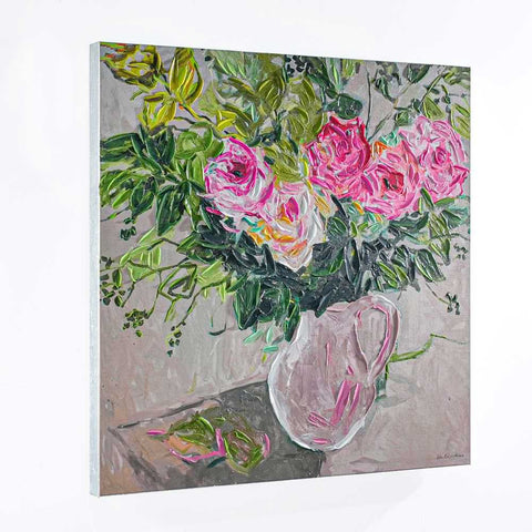 Pink Florals 85x85cm Enhanced Canvas Print