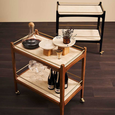 Ashley Travertine Bar Cart - Black