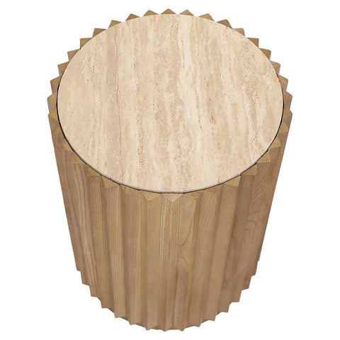 Carter Travertine Side Table - Walnut