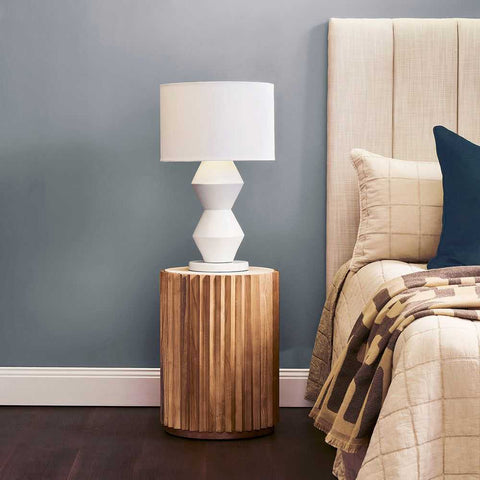 Carter Travertine Side Table - Walnut