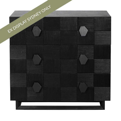 Alton 3 Drawer Chest -  Black - OUTLET NSW