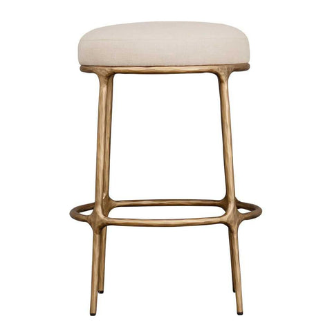 Heston Brass Kitchen Stool - Natural Linen