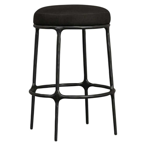 Heston Black Kitchen Stool - Black Linen - OUTLET NSW