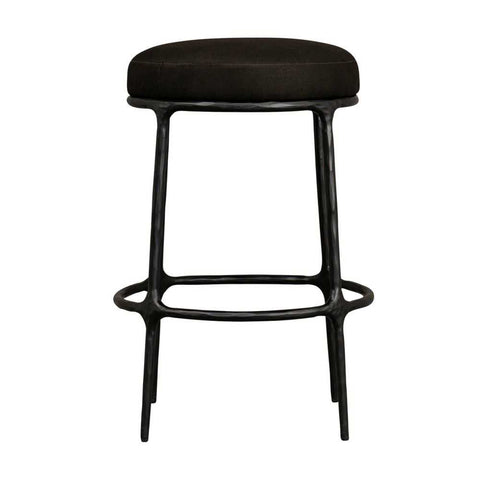 Heston Black Kitchen Stool - Black Linen - OUTLET NSW