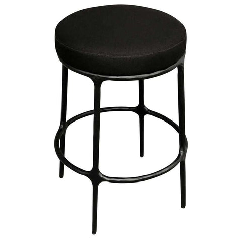 Heston Black Kitchen Stool - Black Linen - OUTLET NSW