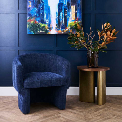 Avenue Arm Chair - Indigo Chenille - Occasional Chairs - Eleganté