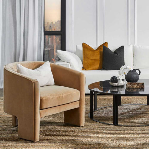 Kylie Arm Chair - Ochre Velvet - OUTLET NSW