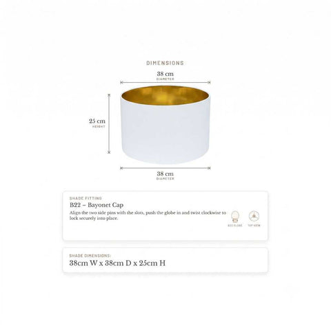Paola Table Drum Shade - White - Paola Table Drum Shade - White - Eleganté