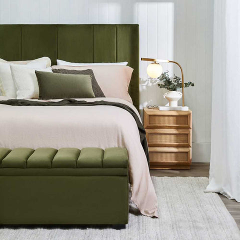 Soho 165x139cm Queen Bedhead - Olive Velvet