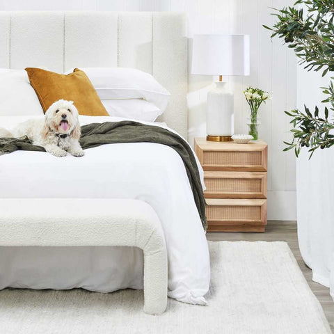 Soho 195x140cm King Bedhead - White Boucle