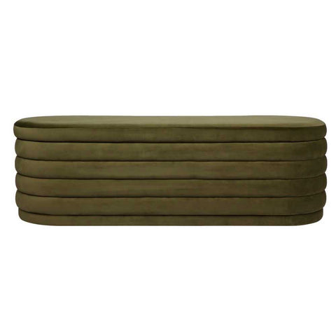 Demi Storage Bench Ottoman - Olive Velvet