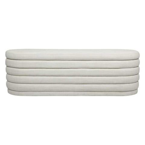 Demi Storage Bench Ottoman - Off White Linen