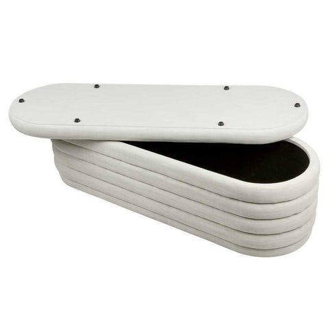 Demi Storage Bench Ottoman - Off White Linen